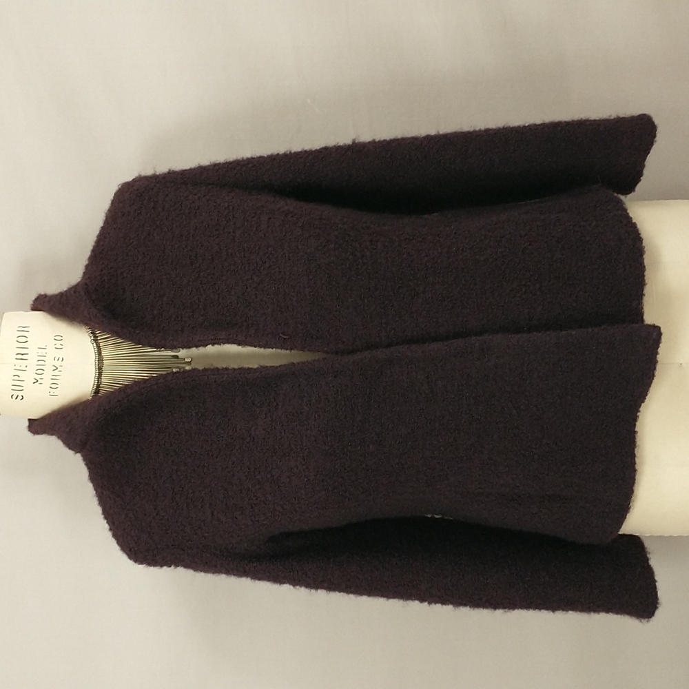 Rich Aubergine Eileen Fisher Jacket Dark Purple Wool Quality Classic Pockets